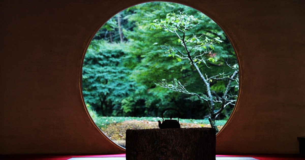 A round "moon" window in Kamakura, Kanagawa, Japan