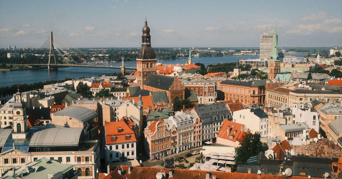 Riga's historic centre and the Daugava, Latvia