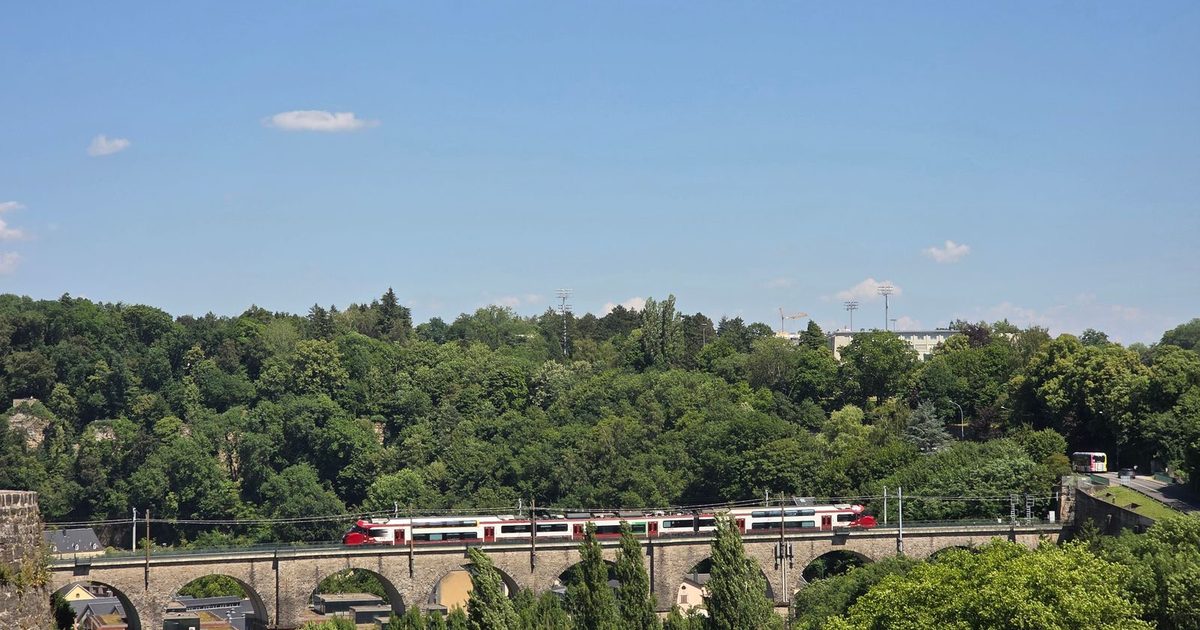 A train on a viaduct in Luxembourg