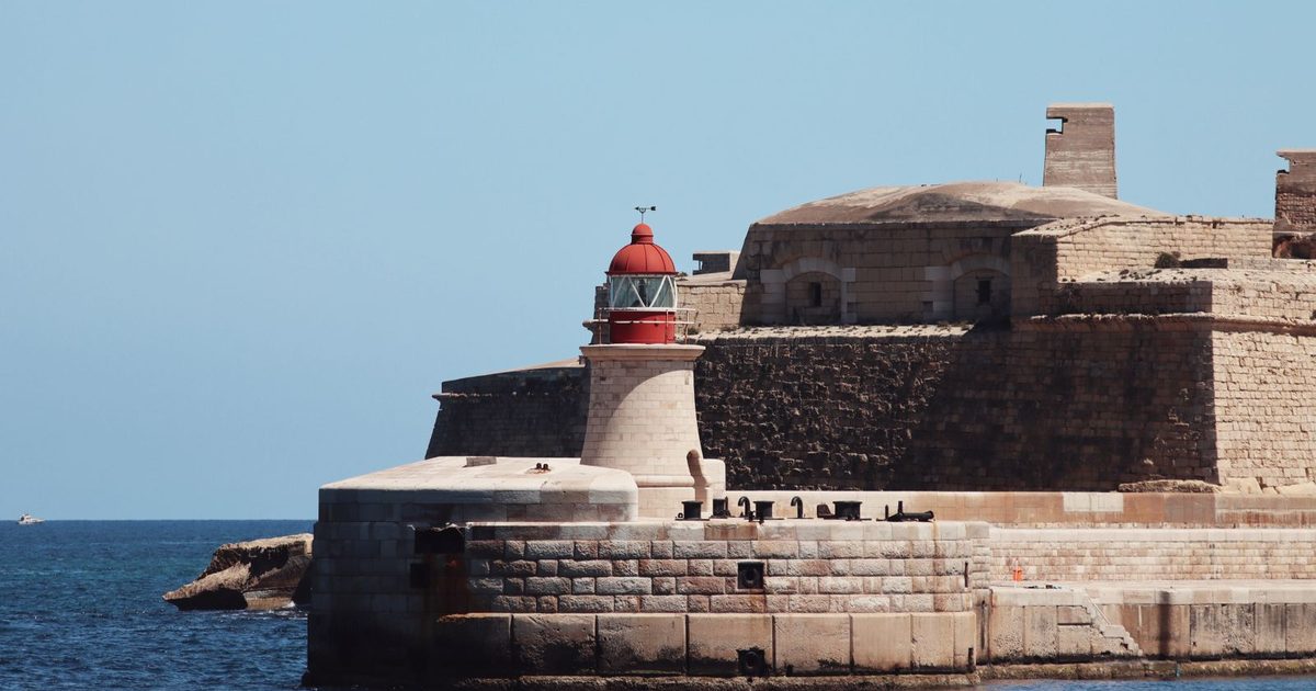 A lighthouse and fortifications at Valletta, Malta