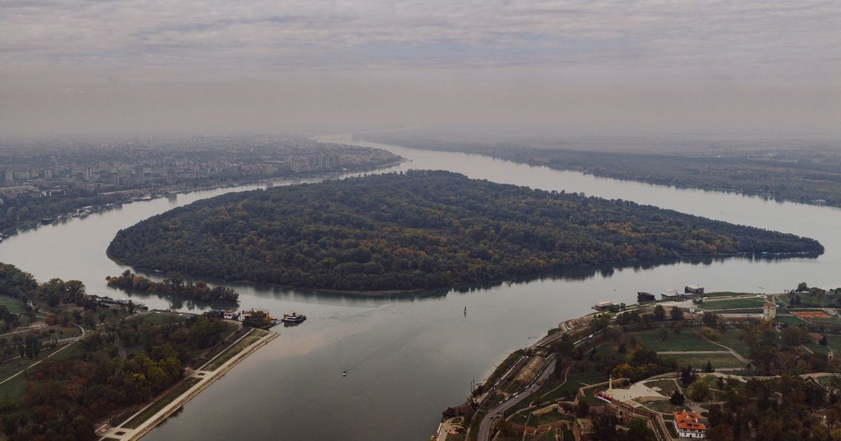 A bend in the river at Belgrade, Serbia